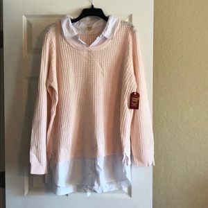 Blush colored sweater shirt combo